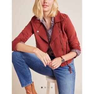 Anthropologie Marrakech Moto Jacket Rust Women’s Small Stretch Cotton Coat NWOT